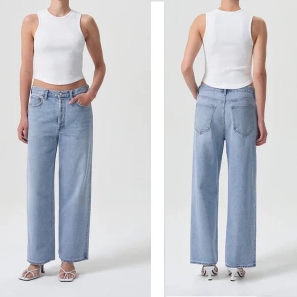 Agolde Denim - Agolde Low Slung Baggy 28" In Void Size 28 Button Fly Relaxed Fit Organic Cotton
